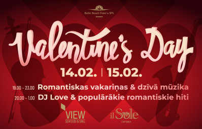 VALENTINE'S DAY -  vakariņas un dzīvā mūzika/ 2 pers.